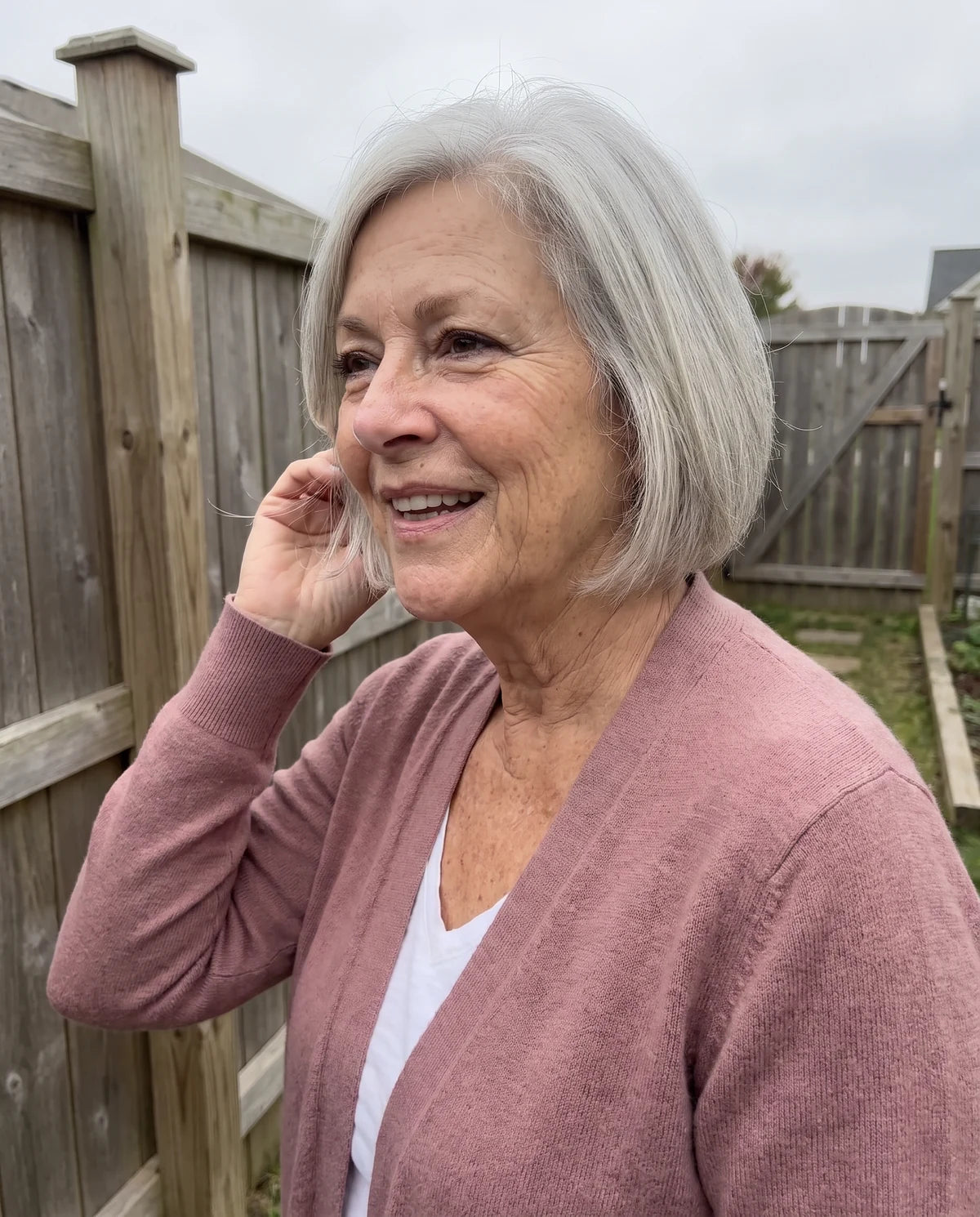 Illustrative candid phone portrait of Patricia, 67
