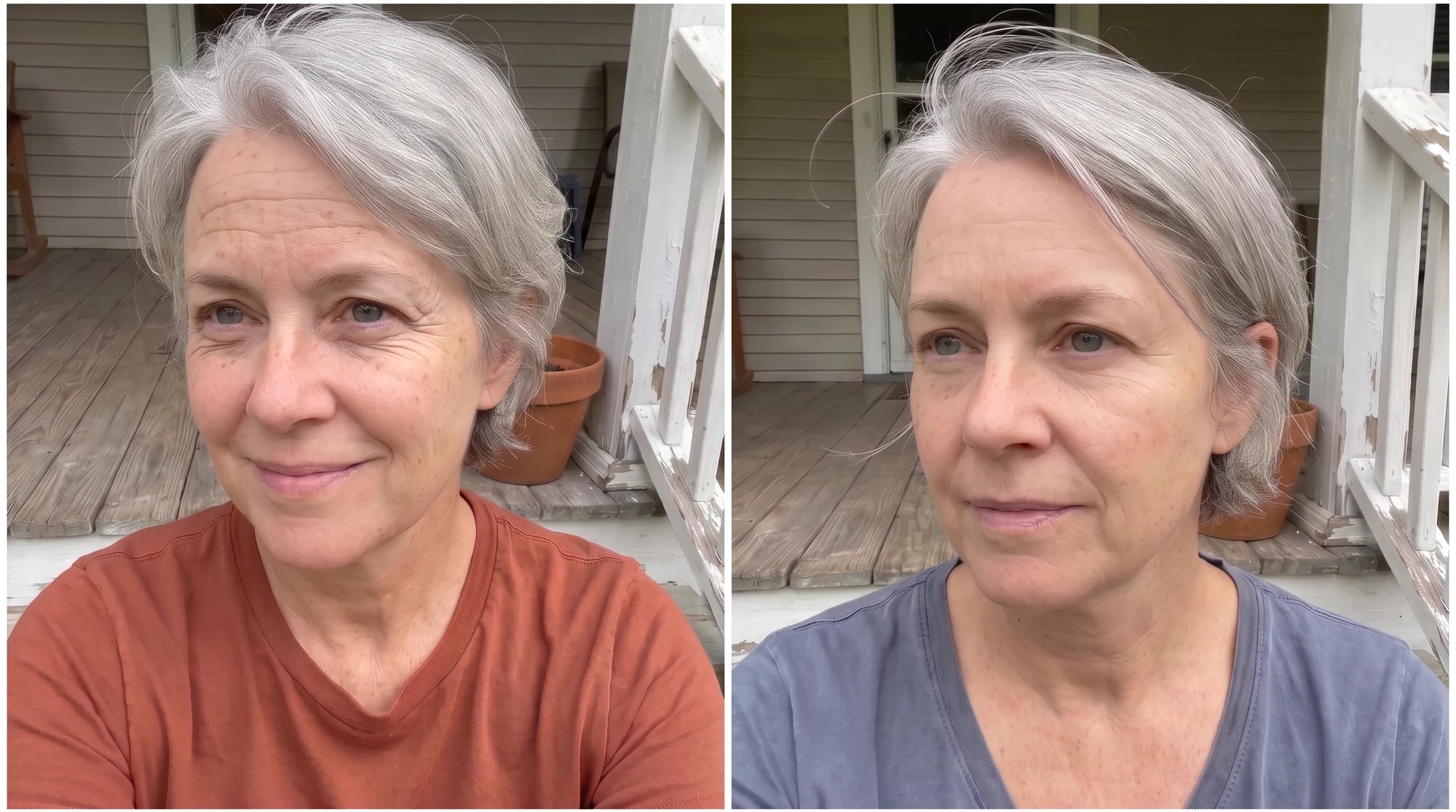 Illustrative before portrait: white woman in her late fifties